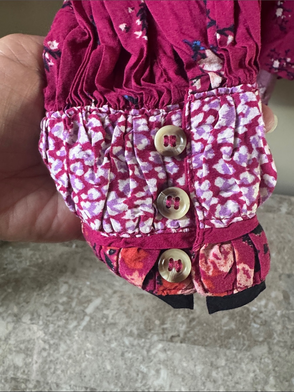 Free People Raspberry Floral Button-Down Blouse - Picture 6 of 7